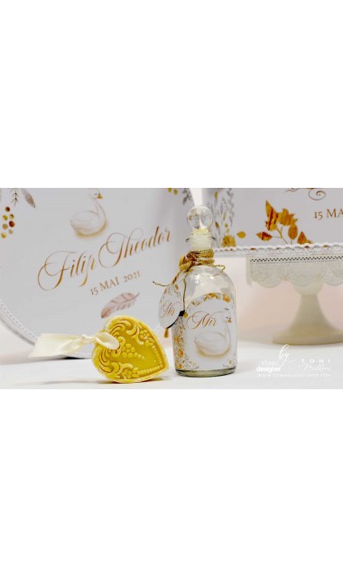 Trusou special creat pentru baieti gingas si elegant alb gold cu lebede Swan Boy 7